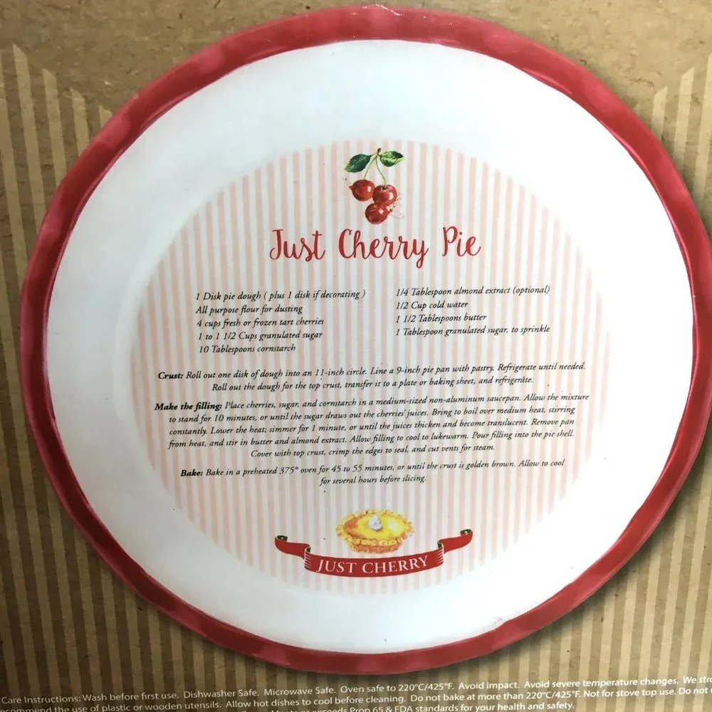 * Simply Homemade Pie Quiche  Just Cherry Ceramic Dish